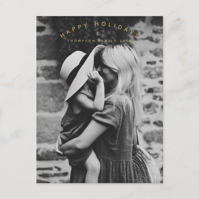 Happy Holidays Custom Photo Family Christmas   Holiday Postcard (Front)