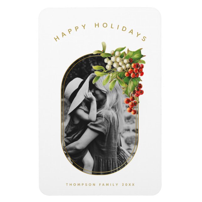 Happy Holidays Custom Photo Family Christmas Magnet (Vertical)
