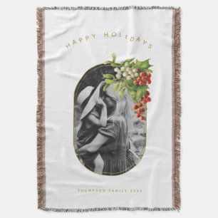 Happy Holidays Custom Photo Family Christmas Throw Blanket