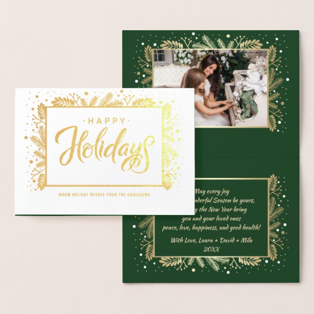 Happy Holidays. Custom Photo Luxury  Foil Card (Display)