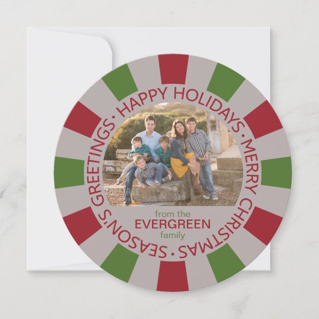 Happy Holidays custom Photo & Name card (Front)