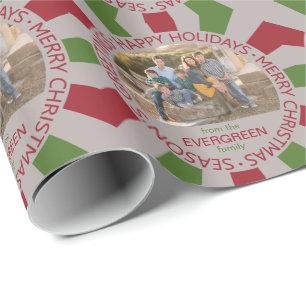 Happy Holidays custom photo & name wrapping paper
