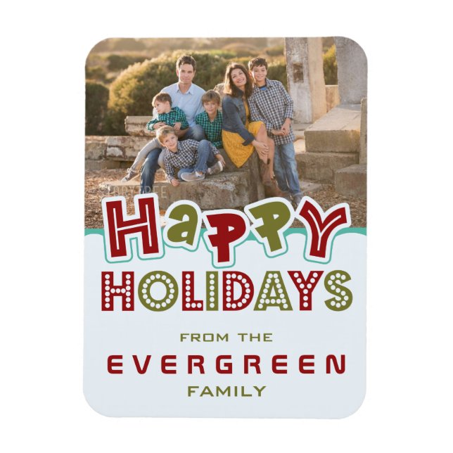 Happy Holidays custom Photo & Text magnet (Vertical)