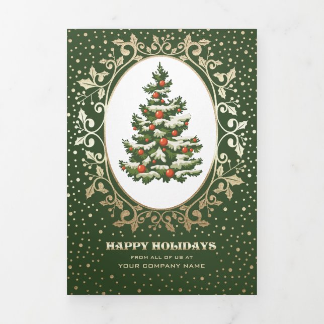 Happy Holidays. Custom Photos Business Corporate Tri-Fold Holiday Card (Cover)