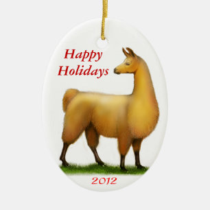 Happy Holidays Customisable Llama Ornament