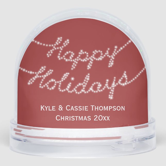 Happy Holidays Customisable Photo Snowglobe (Back)
