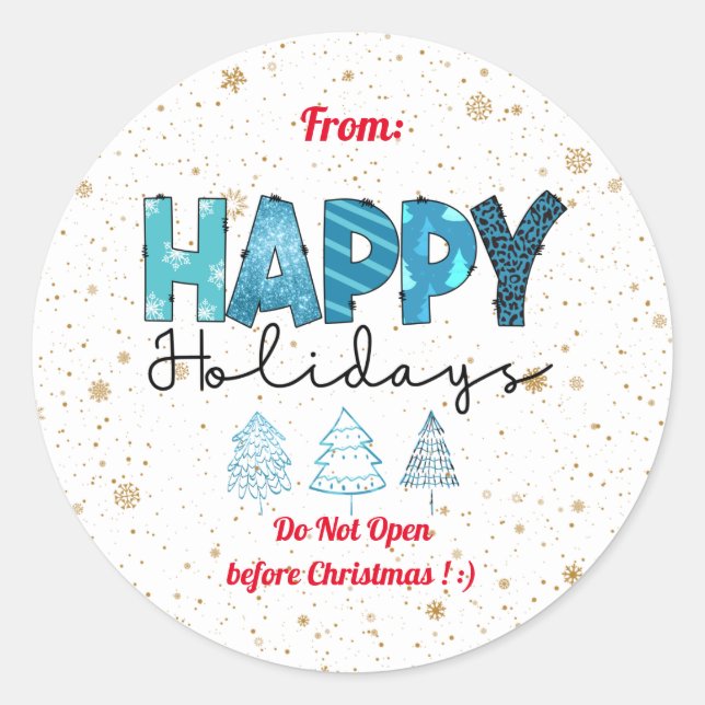 Happy Holidays Customise Classic Round Sticker (Front)