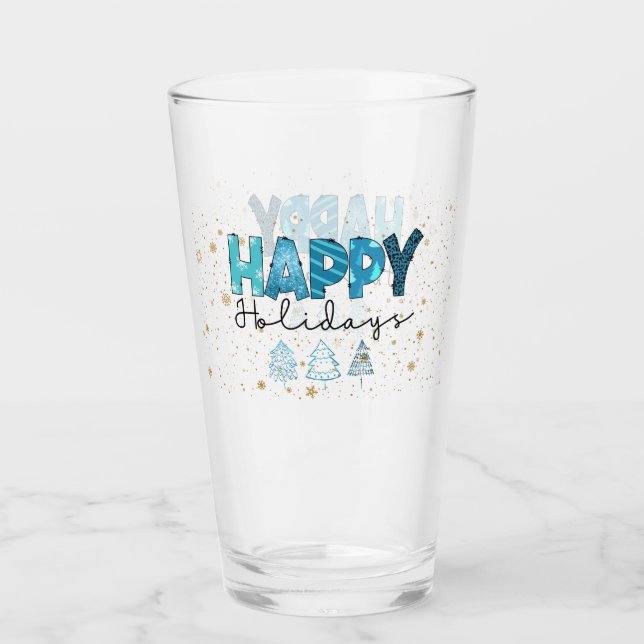Happy Holidays Customise Glass (Front)