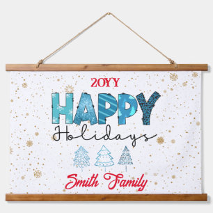 Happy Holidays Customise Hanging Tapestry