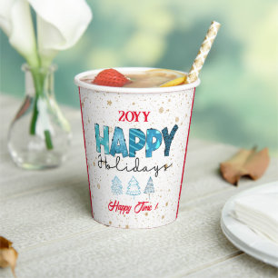 Happy Holidays Customise Paper Cups