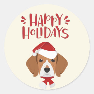 Happy Holidays - Cute Beagle Christmas Classic Round Sticker