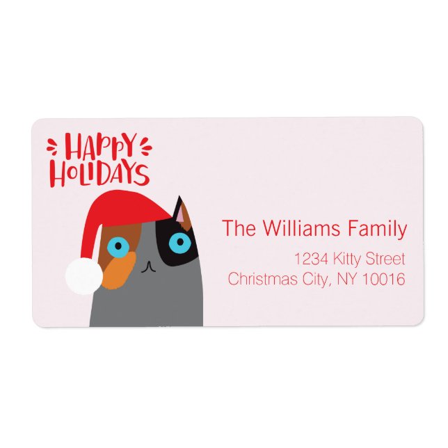 Happy Holidays - Cute Christmas Cat Cartoon (Front)