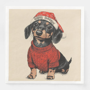 Happy Holidays, Cute Christmas Dachshund Napkin