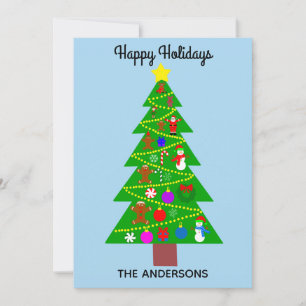 Happy Holidays Cute Christmas Tree #1 Holiday Card