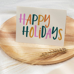 Happy Holidays   Cute Colourful Playful Typography Holiday Card