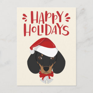Happy Holidays - Cute Dachshund Christmas Postcard