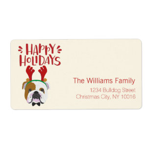 Happy Holidays - Cute English Bulldog - Christmas