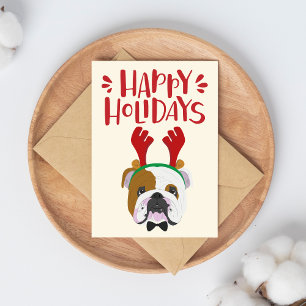 Happy Holidays - Cute English Bulldog Christmas Postcard