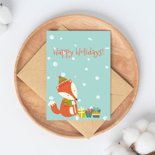 Happy Holidays! Cute Fox   Christmas Postcard