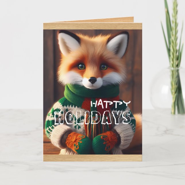 Happy Holidays Cute Fox VGC Holiday Card (Front)