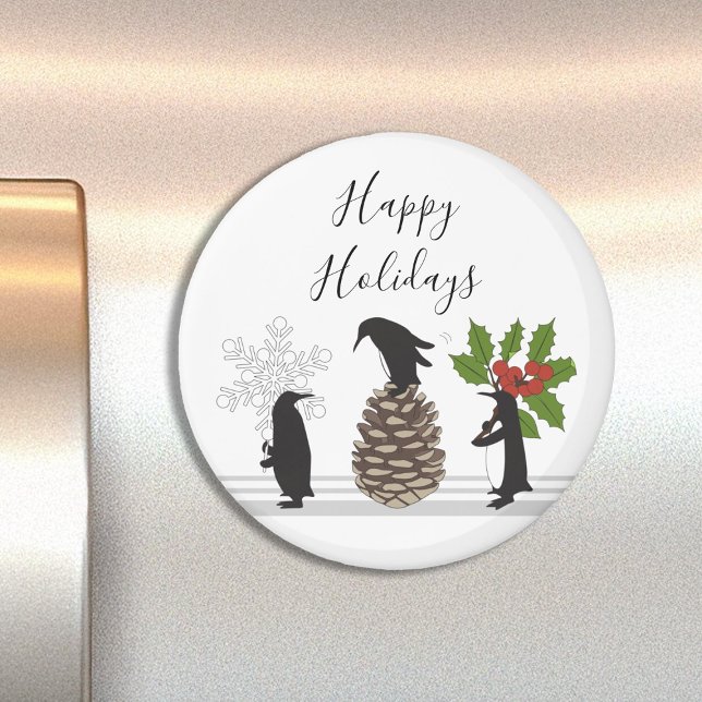 Happy Holidays Cute Funny Christmas Penguin Magnet (Creator Uploaded)