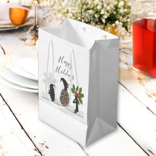 Happy Holidays Cute Funny Christmas Penguin Medium Gift Bag