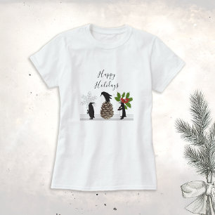 Happy Holidays Cute Funny Christmas Penguin T-Shirt