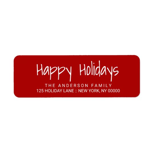 Happy Holidays Cute Hand-Printed Lettering Label Return Address Label