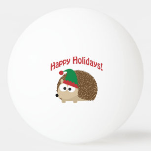 Happy Holidays Cute Hedgehog Christmas Elf Ping Pong Ball