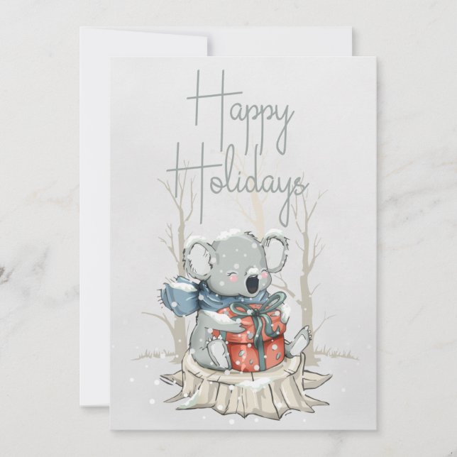 Happy Holidays Cute Koala Holiday Card (Front)