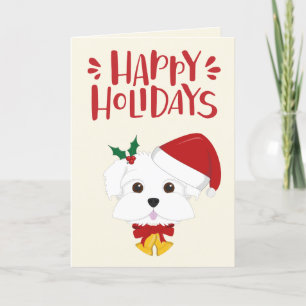 Happy Holidays - Cute Maltese Christmas Holiday Card