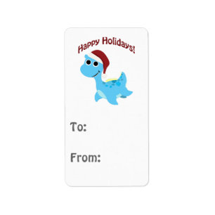 Happy Holidays! Cute Nessie Label