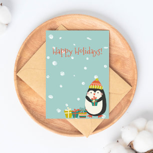 Happy Holidays! Cute Penguin   Christmas Postcard