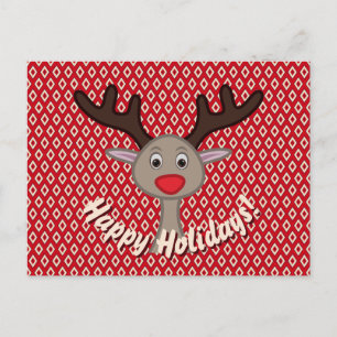 Happy Holidays Cute Reindeer Christmas Holiday Postcard