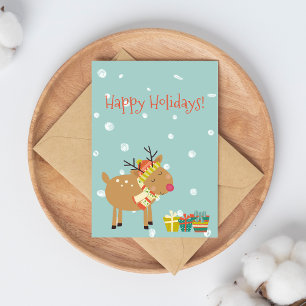 Happy Holidays! Cute Reindeer - Christmas  Postcard