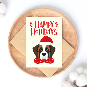 Happy Holidays - Cute Saint Bernard Christmas Postcard