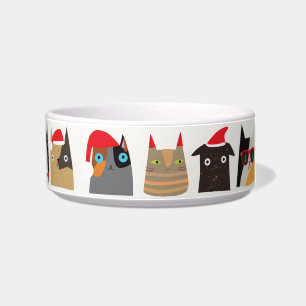 Happy Holidays! Cute Santa Cat Cartoons Christmas Bowl