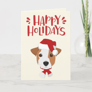 Happy Holidays - Cute Santa Jack Russell Christmas Holiday Card
