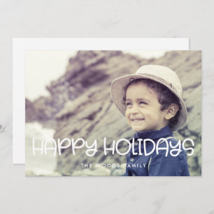 Happy Holidays Cute Script Photo Christmas Holiday Card