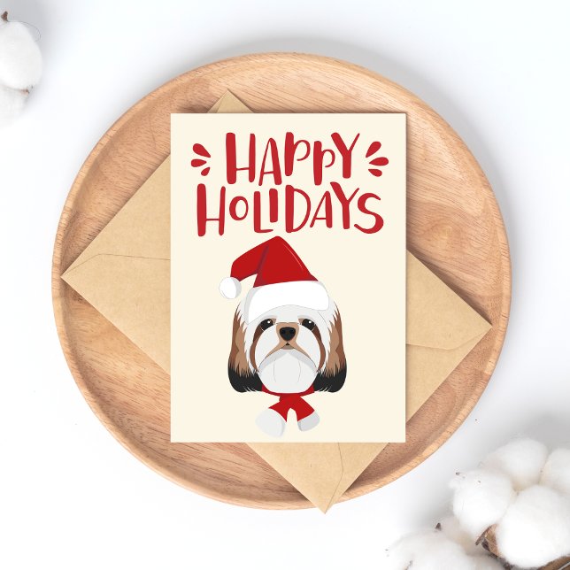 Happy Holidays - Cute Shih Tzu Christmas Postcard (Creator Uploaded)