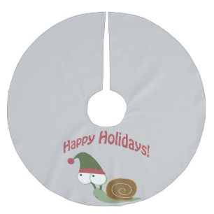 Happy Holidays Cute snail Christmas elf Brushed Polyester Tree Skirt