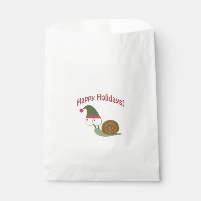 Happy Holidays Cute snail Christmas elf Favour Bag (Front)