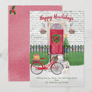 Happy Holidays Cute Westie  Bicycle Red Door