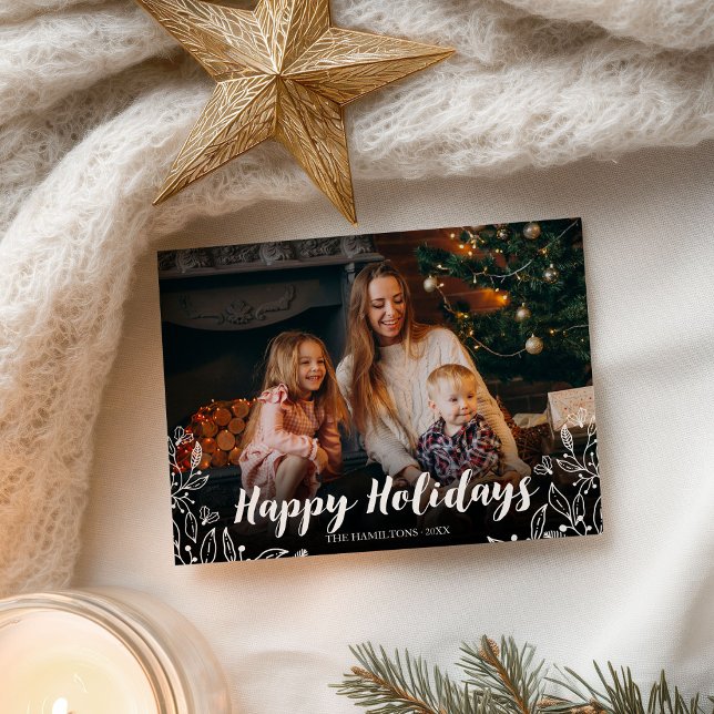 Happy Holidays Cute Winter Foliage Photo Christmas Postcard (Creator Uploaded)