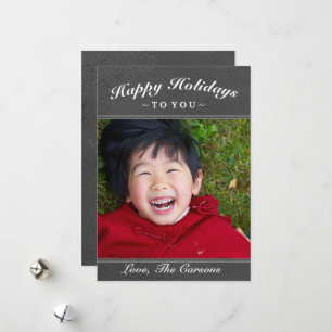 Happy Holidays Dark Grey Texture Photo Card