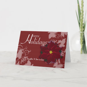 Happy Holidays Daughter & Son in-Law Poinsettia Holiday Card