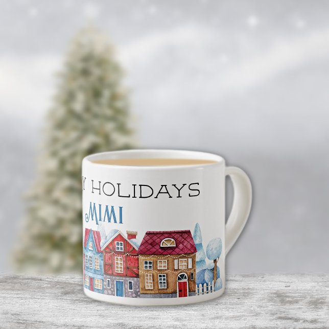 Happy Holidays, Decorative Name on Christmas 6oz Espresso Cup (Creator Uploaded)
