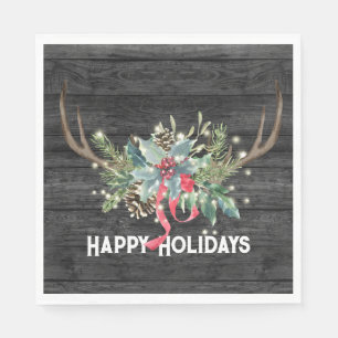 Happy Holidays Deer Antlers with Lights  Napkin