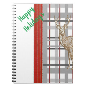 Happy Holiday's Deer Christmas Spiral Notebook