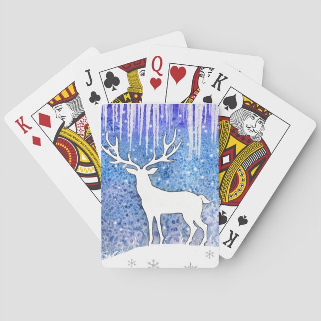 Happy Holidays Deer Scene Playing Cards (Back)